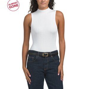 TOCCIN Optic White Mika Sleeveless Funnel Bodysuit